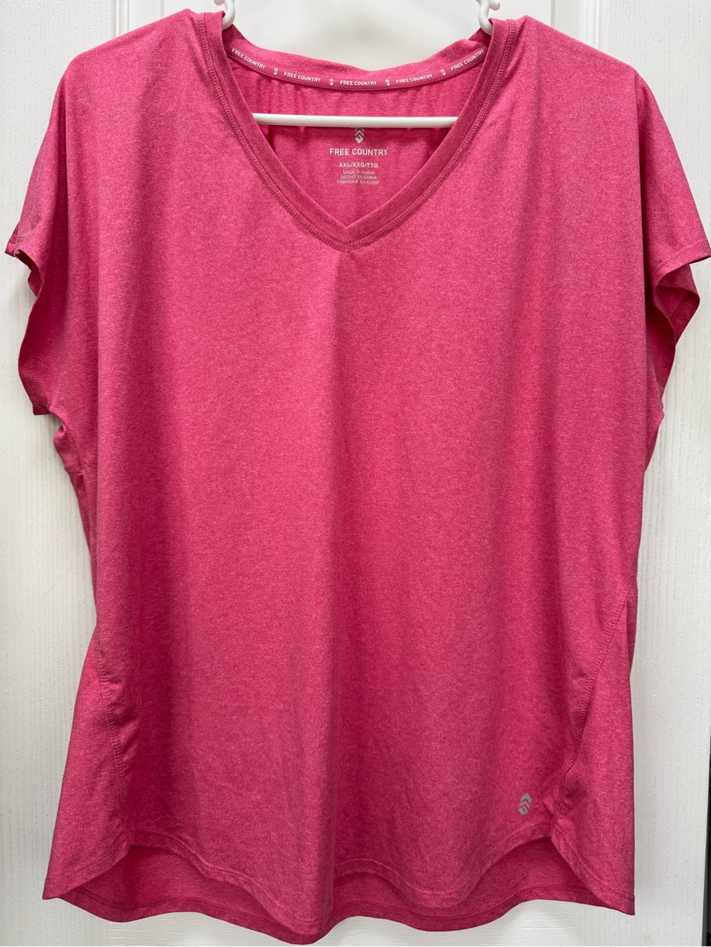 Free Country Women's V-Neck Active Tee in Hot Pink